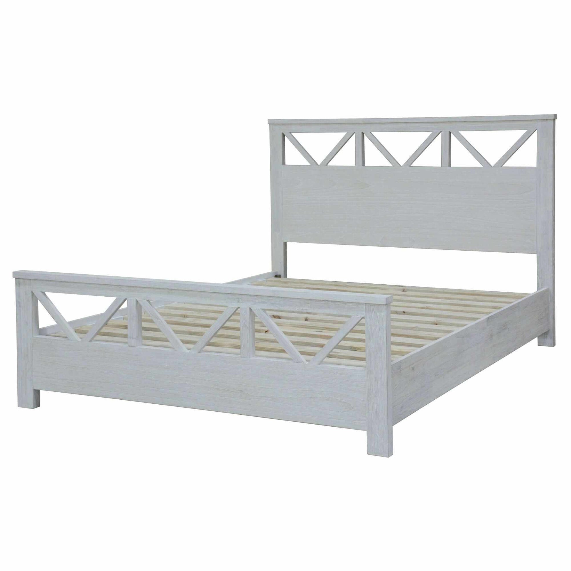 Myer King Bed Solid Wood Frame - White Wash