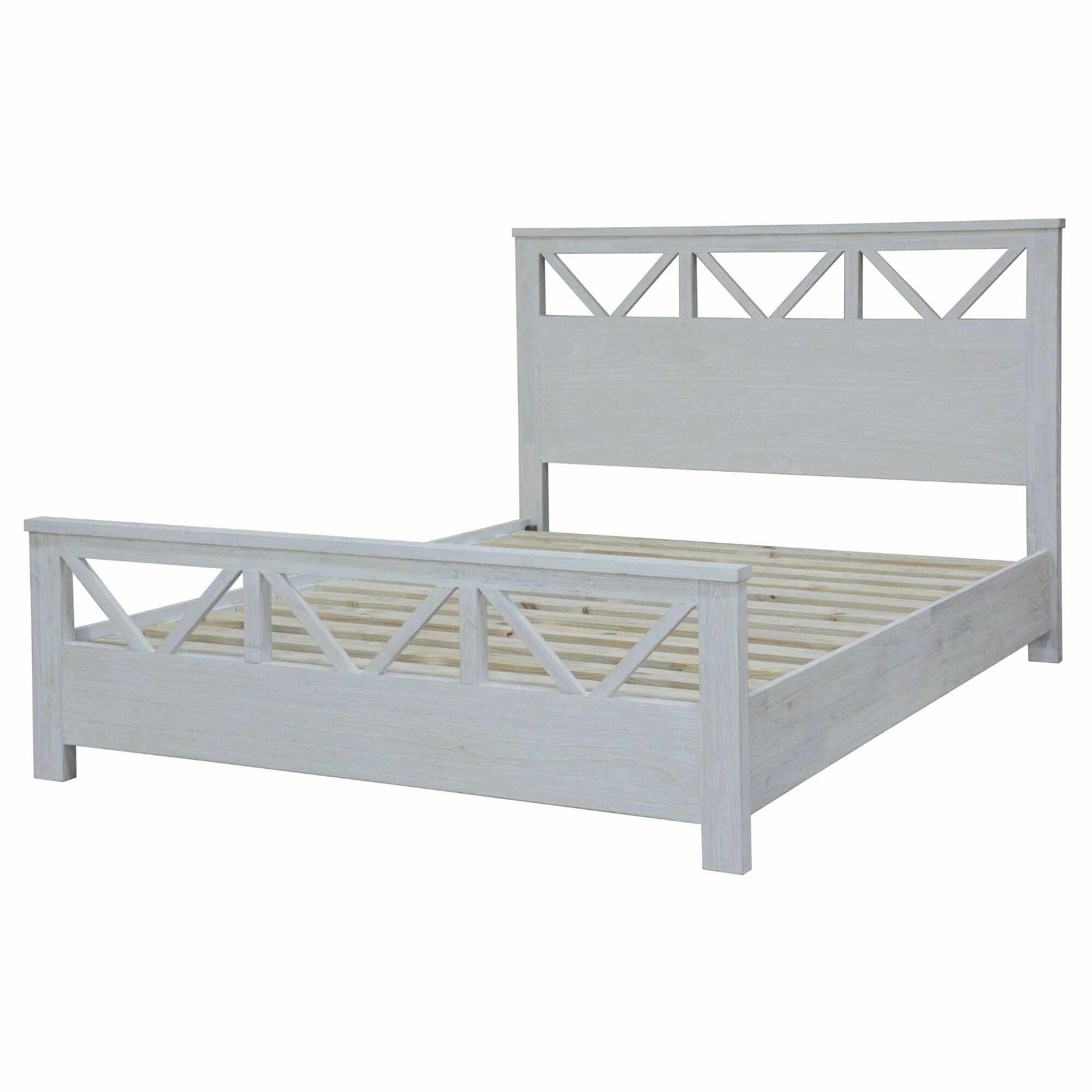 Myer King Bed Solid Wood Frame - White Wash