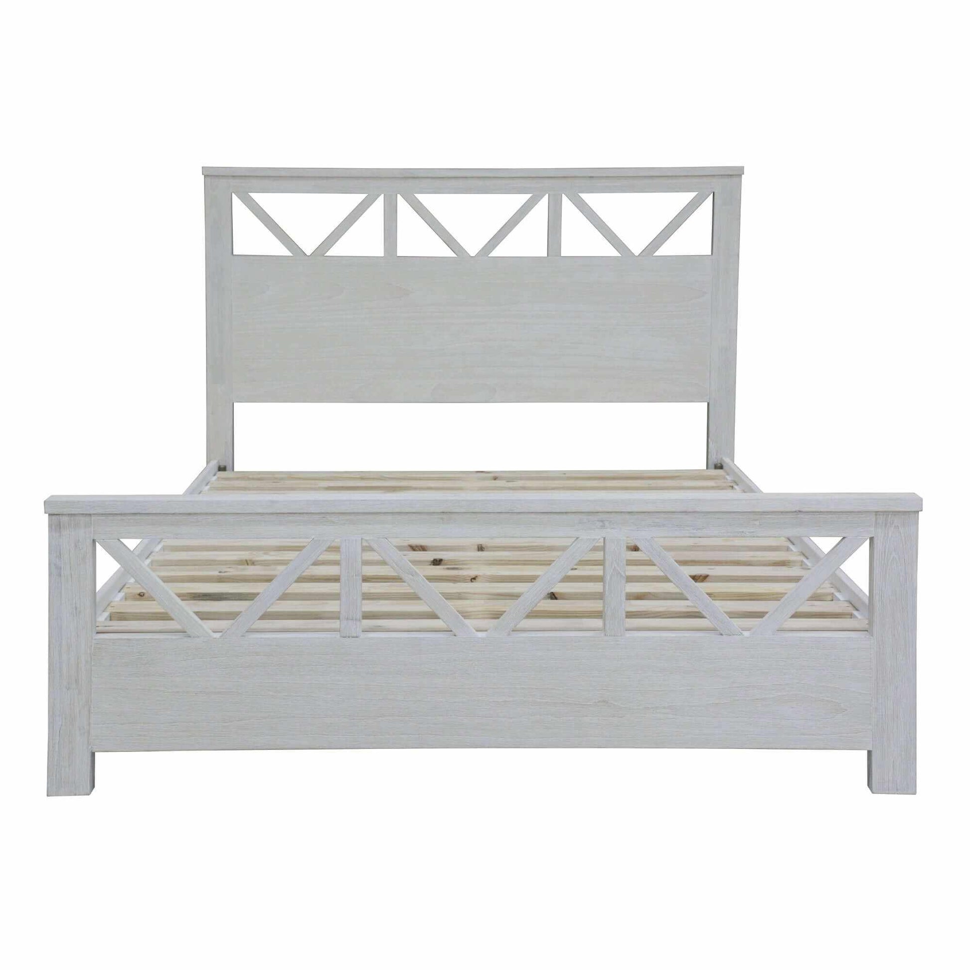 Myer King Bed Solid Wood Frame - White Wash