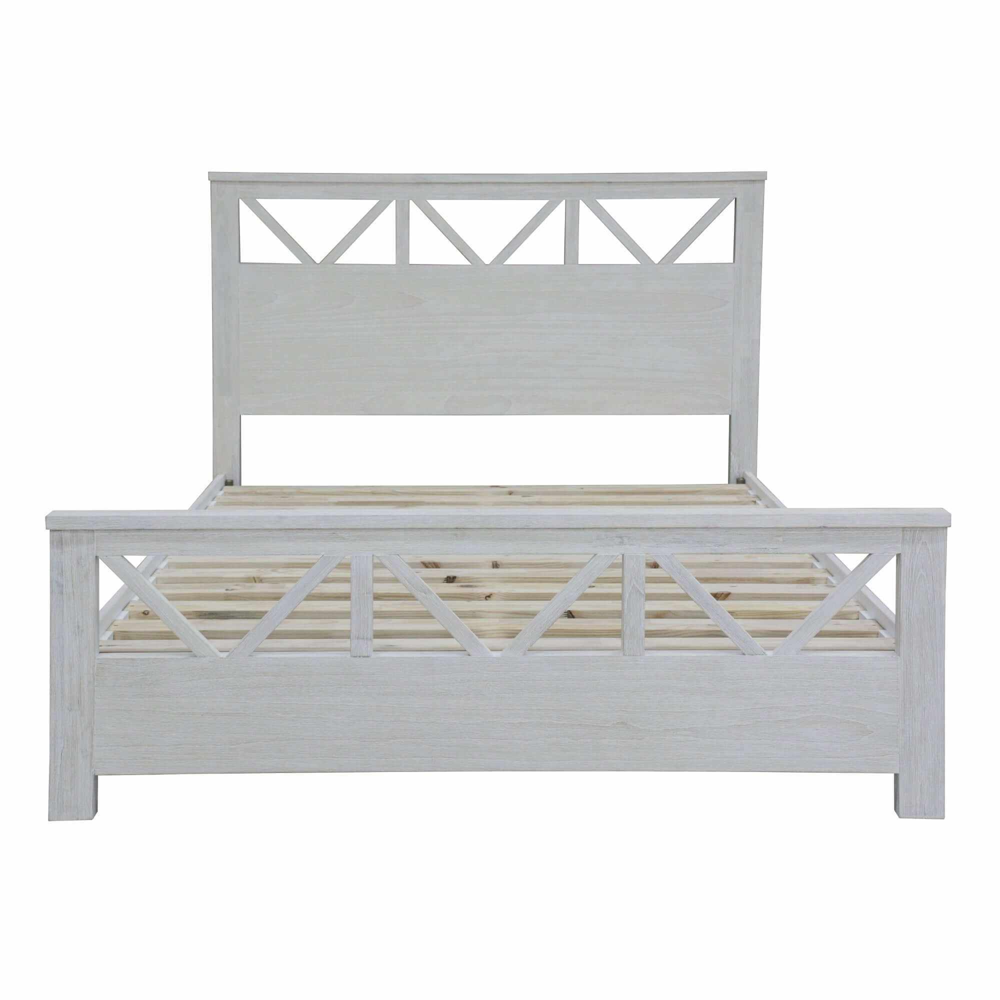 Myer King Bed Solid Wood Frame - White Wash