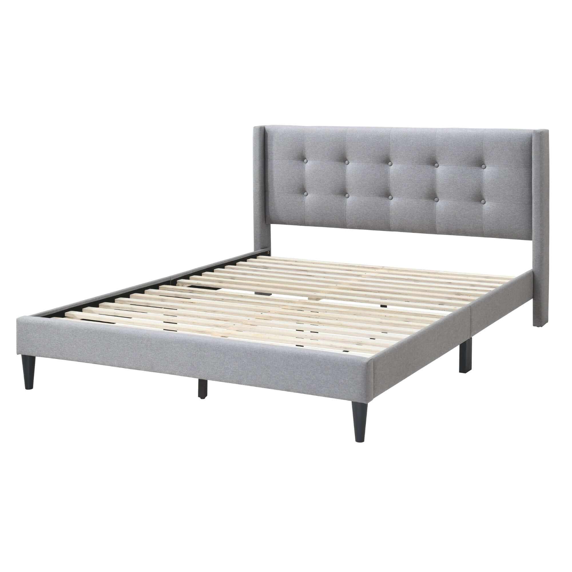 Delilah Upholstered King Bed With Headboard - Light Grey