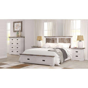 Fiona Timber Bed Frame King Size With Storage Drawers - White Grey