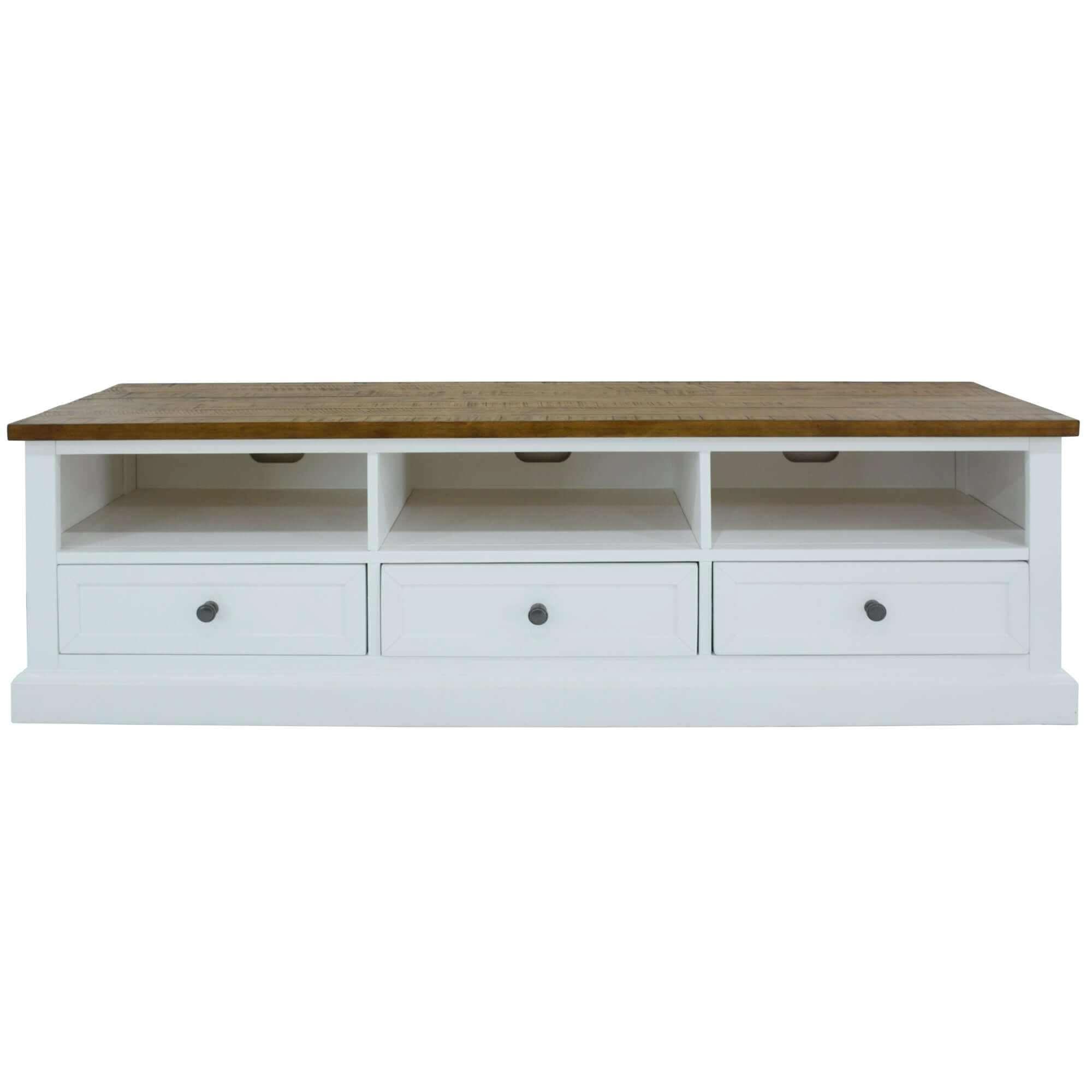 Norah Solid Acacia Wood Hamptons Style entertainment Unit 180cm 3 Draw