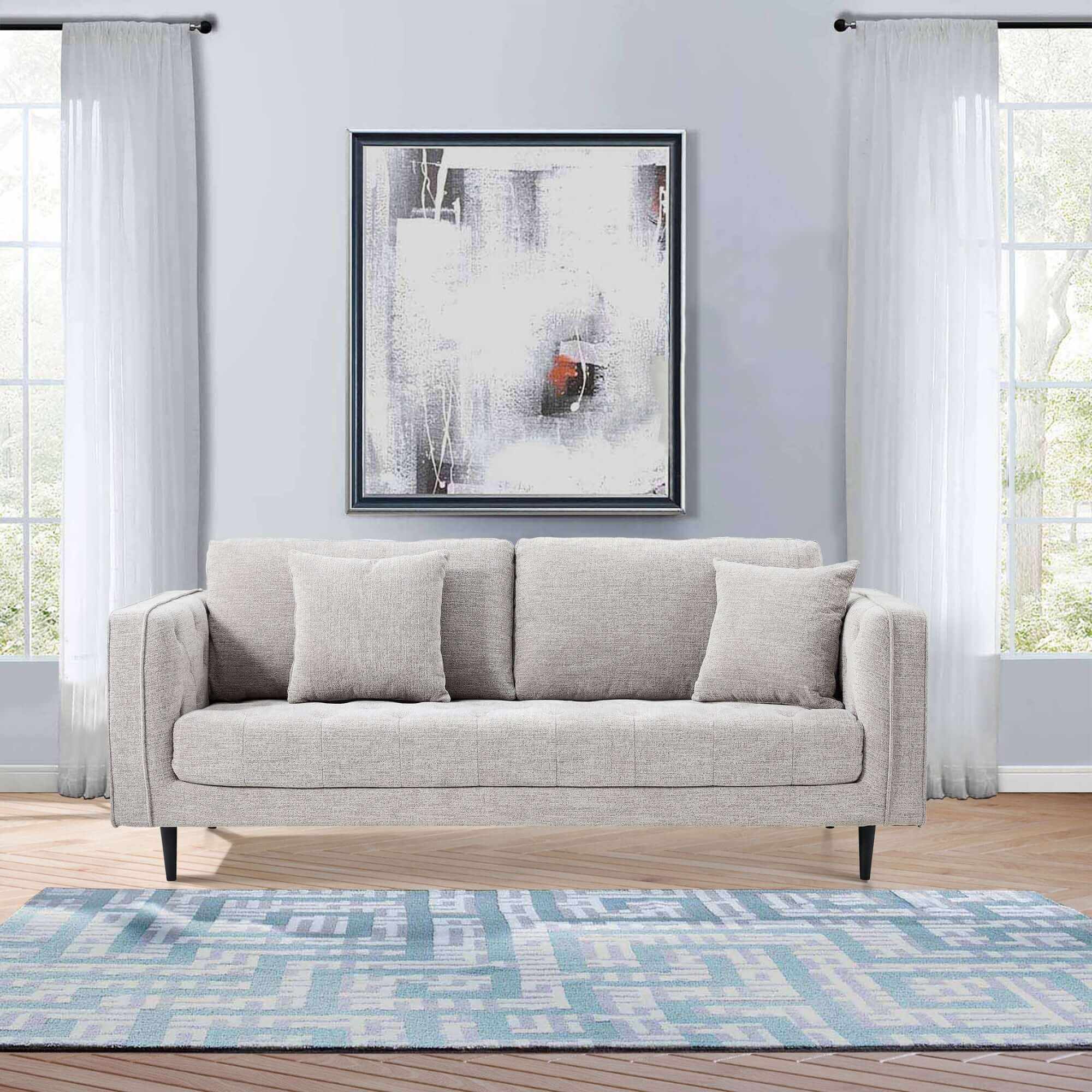 Jolie 3 Seater Fabric Sofa Upholstered Lounge Couch - Quartz