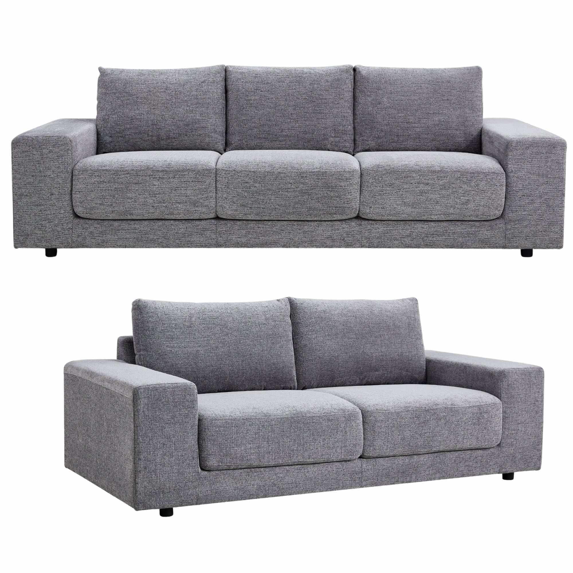 Eliana 4 + 3 Seater Fabric Sofa Set Upholstered Lounge - Fog