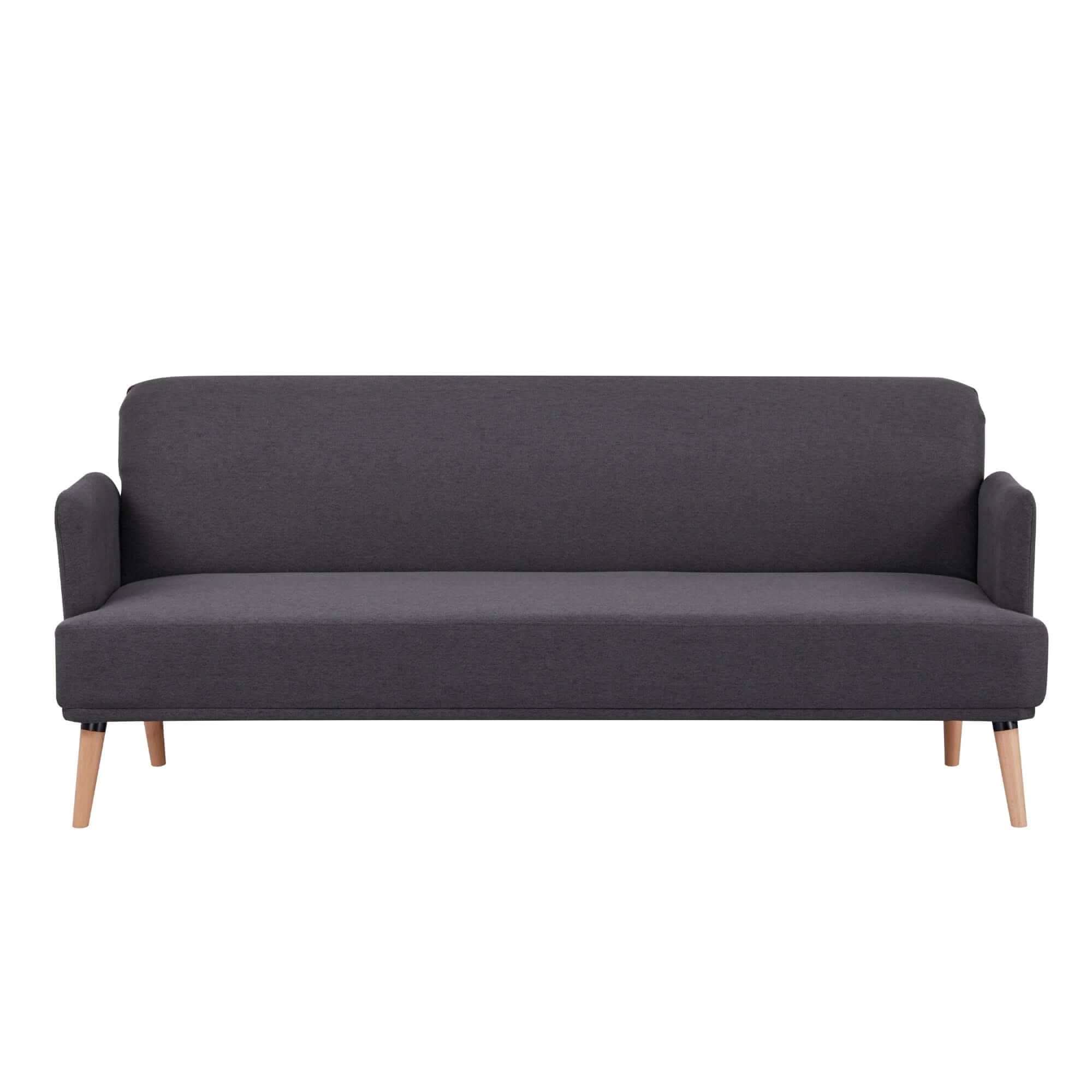Merlin 3 Seater Sofa Futon Bed Fabric Couch - Charcoal
