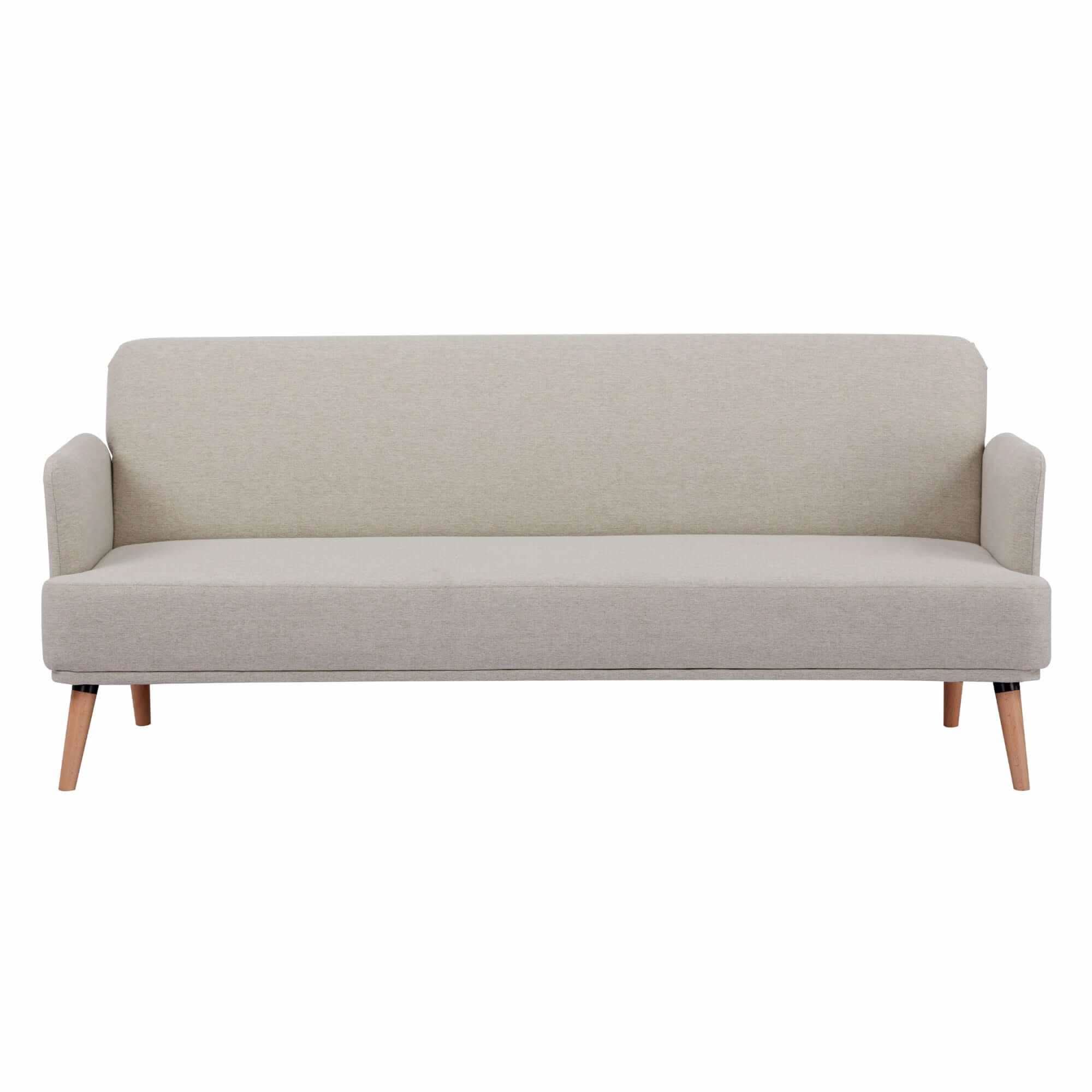 Merlin 3 Seater Futon Bed Fabric Lounge Couch Sofa - Beige