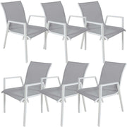 Iberia 6pc Set Aluminium Outdoor Dining And Armchair - White