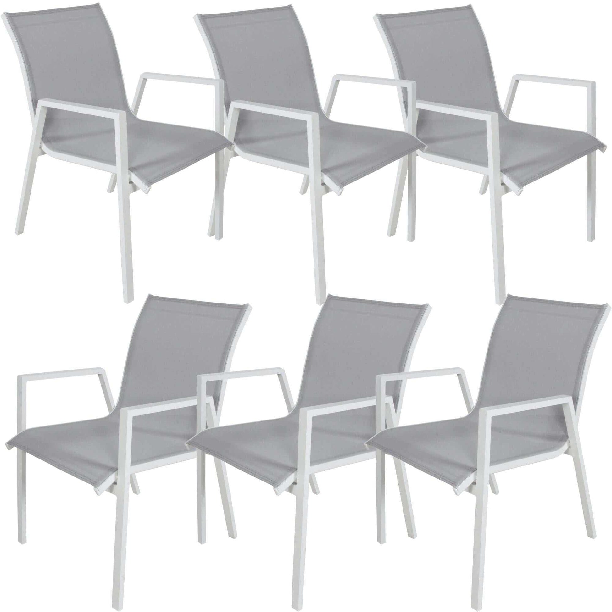Iberia 6pc Set Aluminium Outdoor Dining And Armchair - White