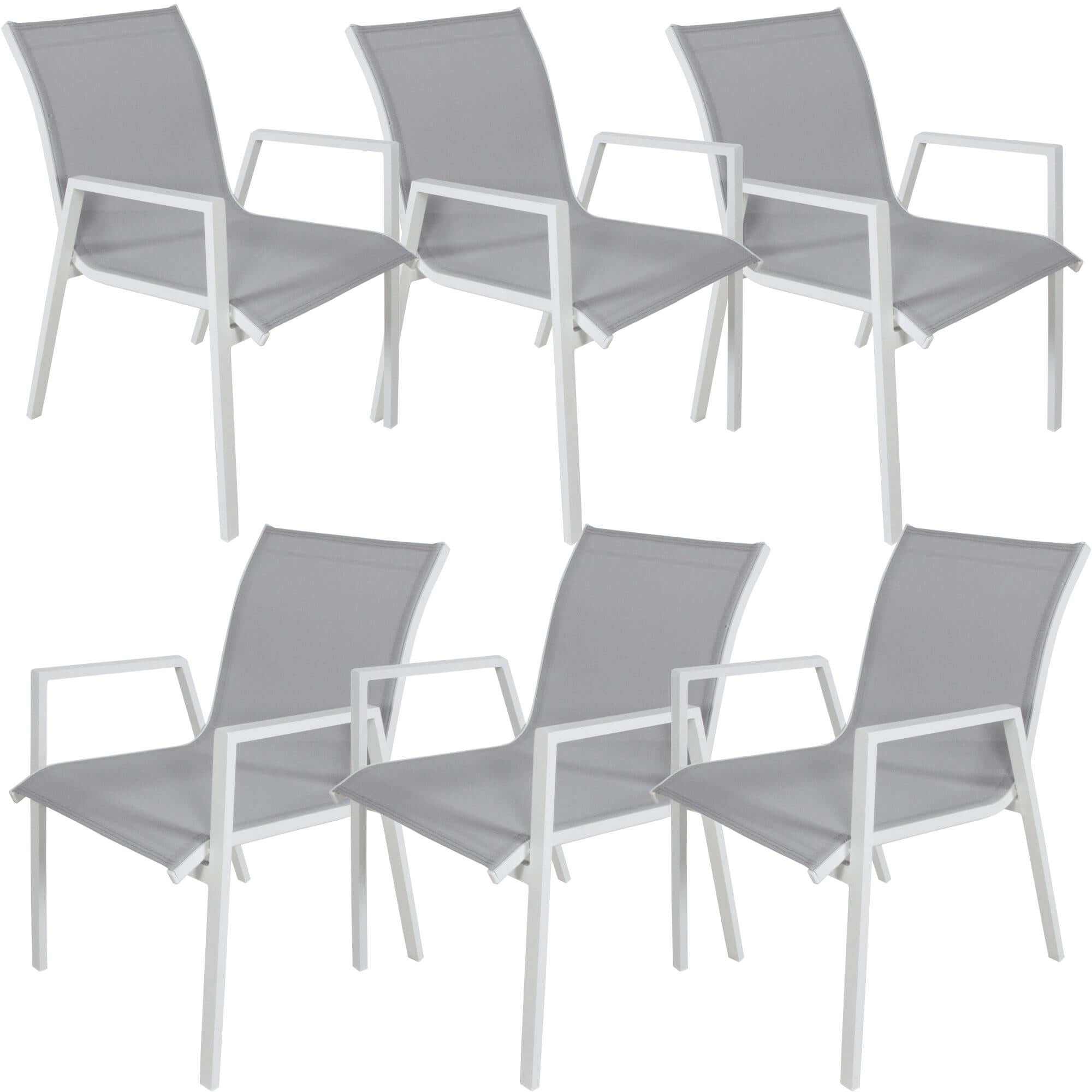 Iberia 6pc Set Aluminium Outdoor Dining And Armchair - White