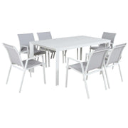 Iberia 7 Pc Outdoor Dining Set 178cm Table and Chairs - White