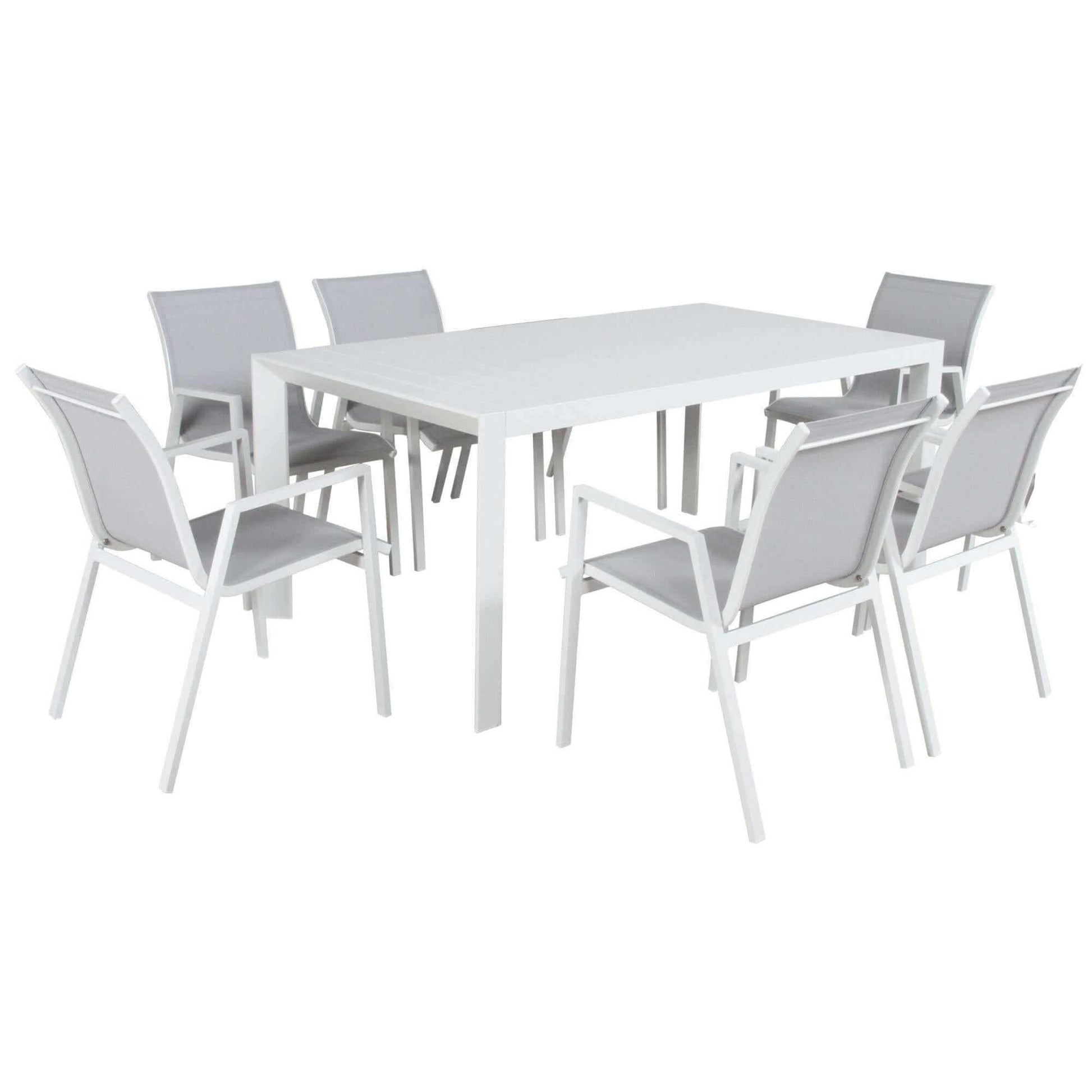 Iberia 7 Pc Outdoor Dining Set 178cm Table and Chairs - White