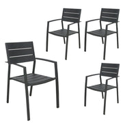 Percy 4pc Set Aluminium Frame Outdoor Dining Chairs Grey