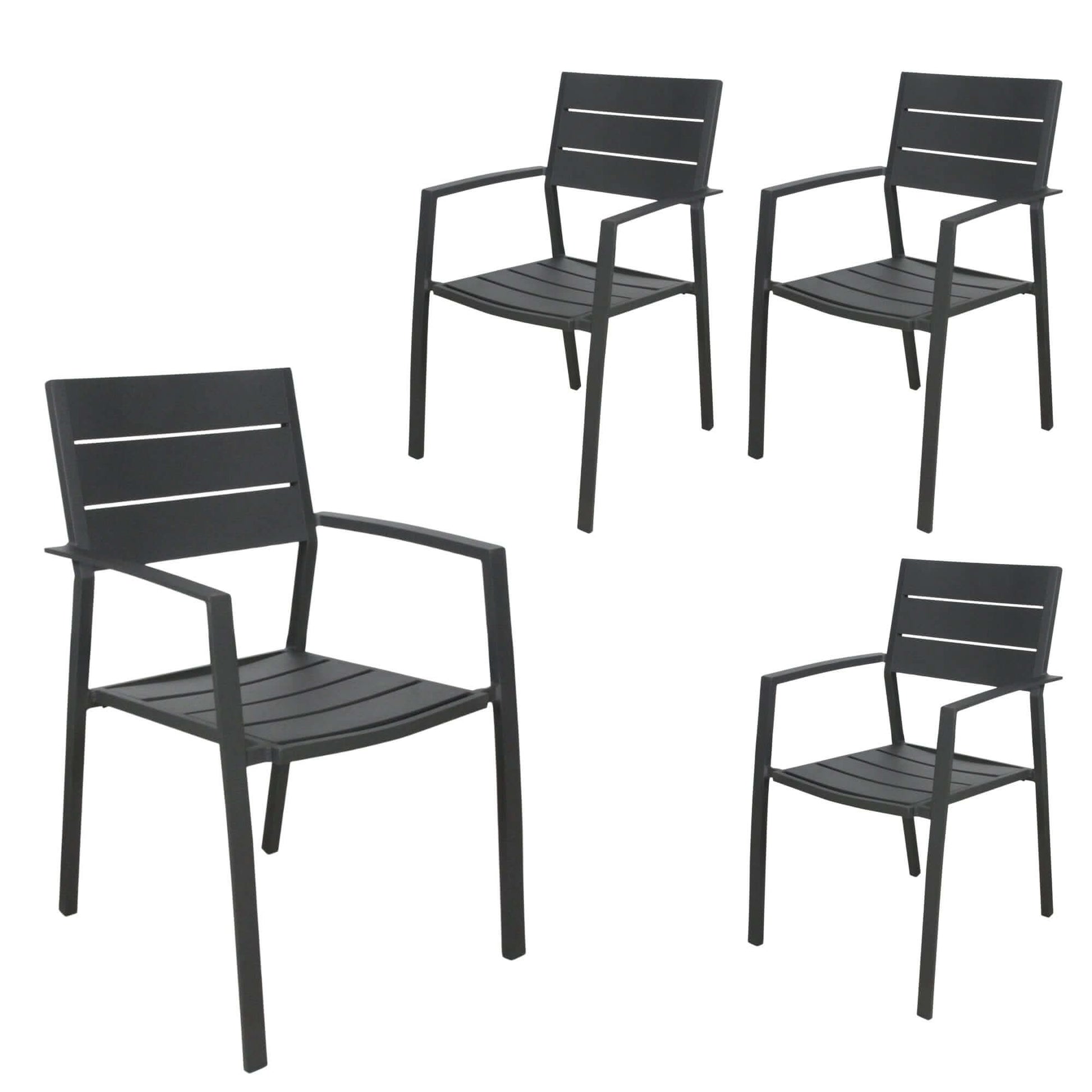 Percy 4pc Set Aluminium Frame Outdoor Dining Chairs Grey