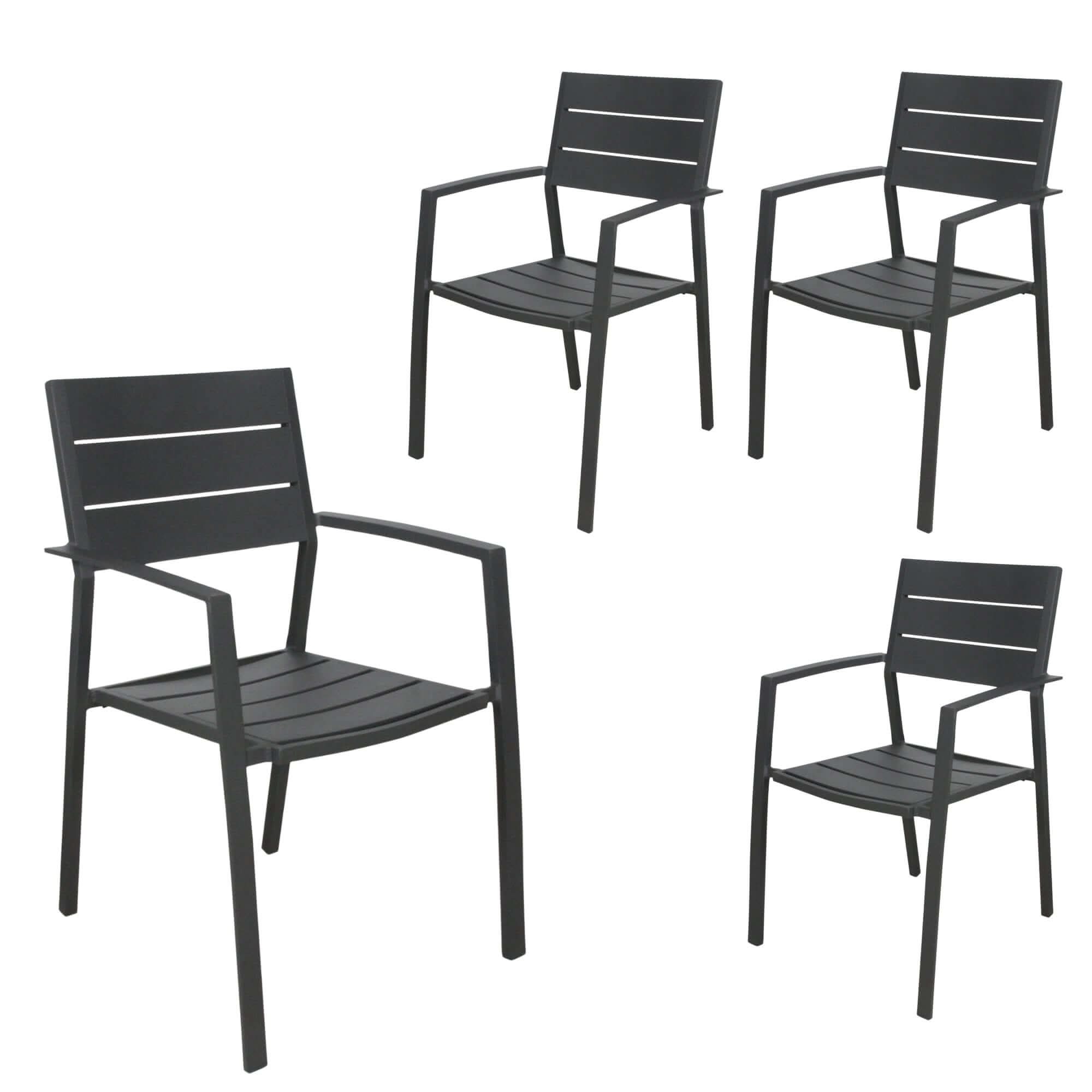 Percy 4pc Set Aluminium Frame Outdoor Dining Chairs Grey