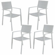 Percy Aluminium Frame Outdoor Dining Chairs Set of 4 - White