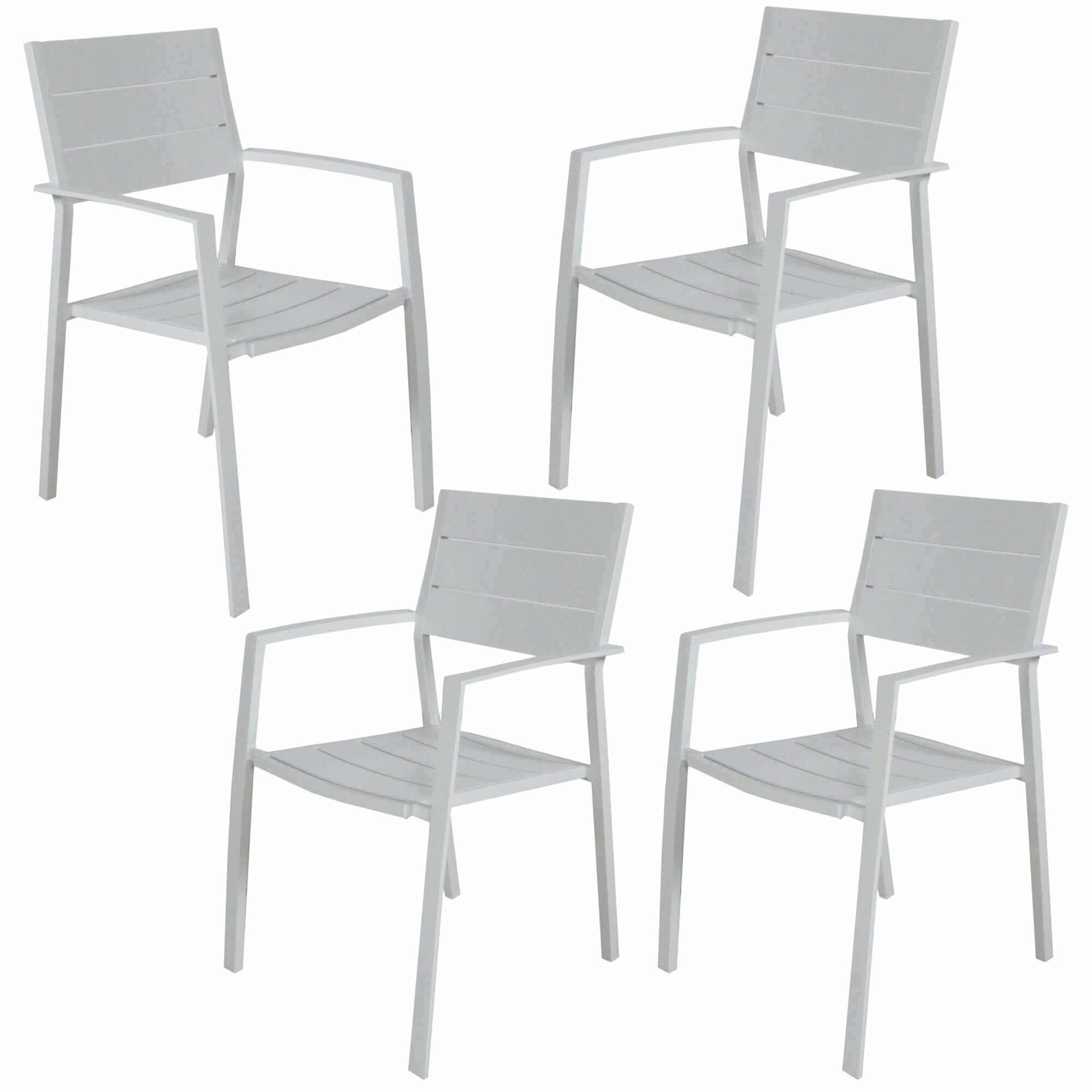 Percy Aluminium Frame Outdoor Dining Chairs Set of 4 - White