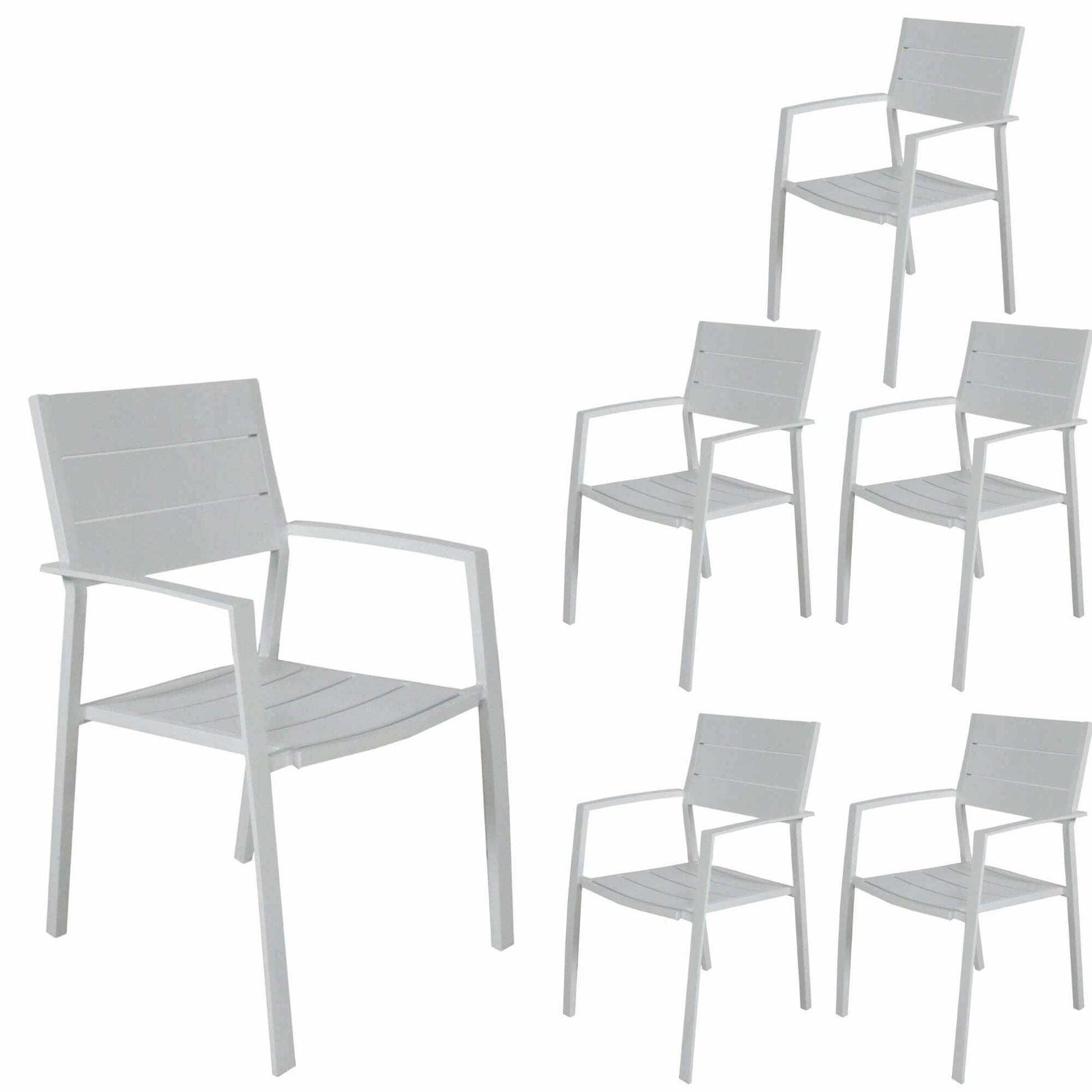 Percy Aluminium Frame Outdoor Dining Chairs Set of 6 - White