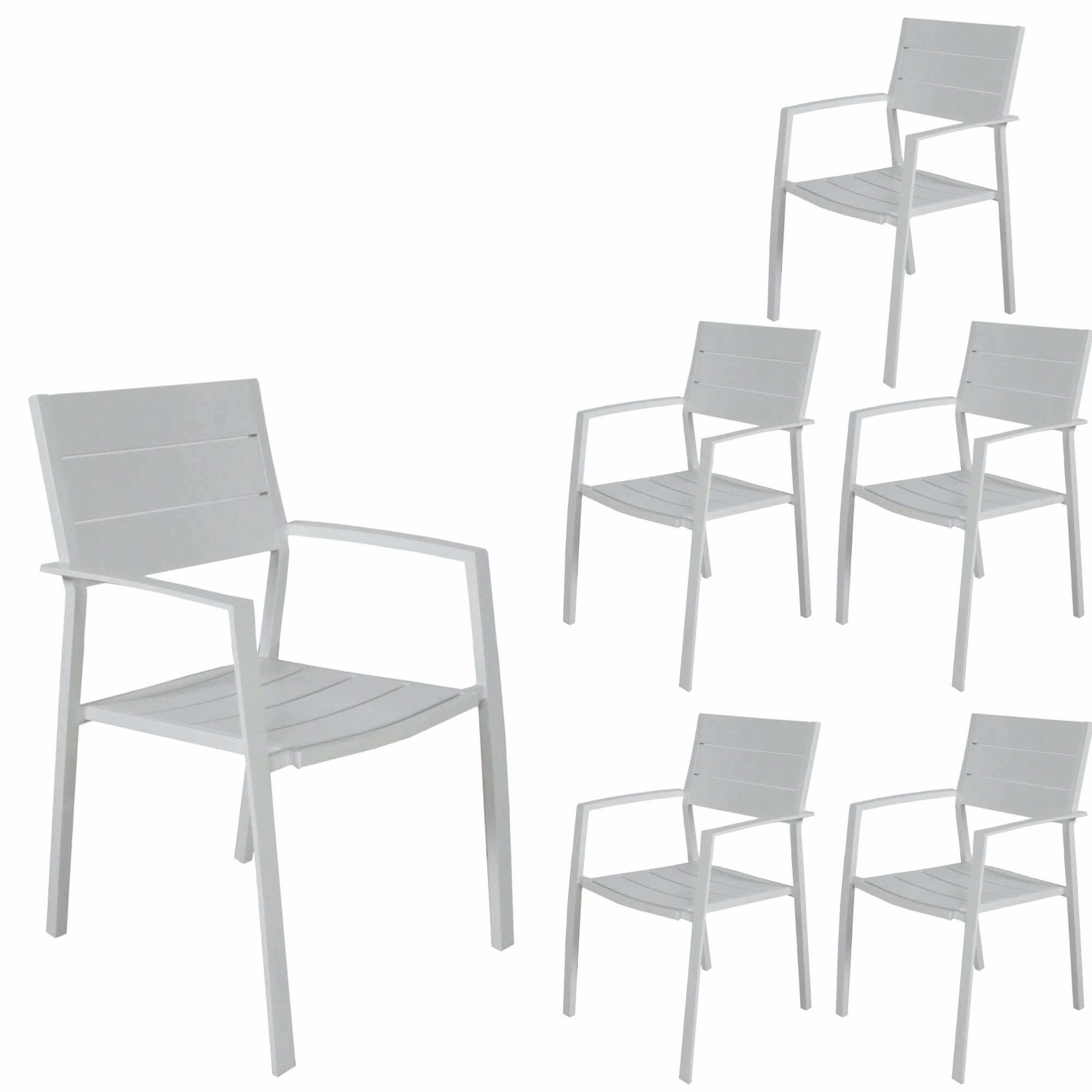 Percy Aluminium Frame Outdoor Dining Chairs Set of 6 - White