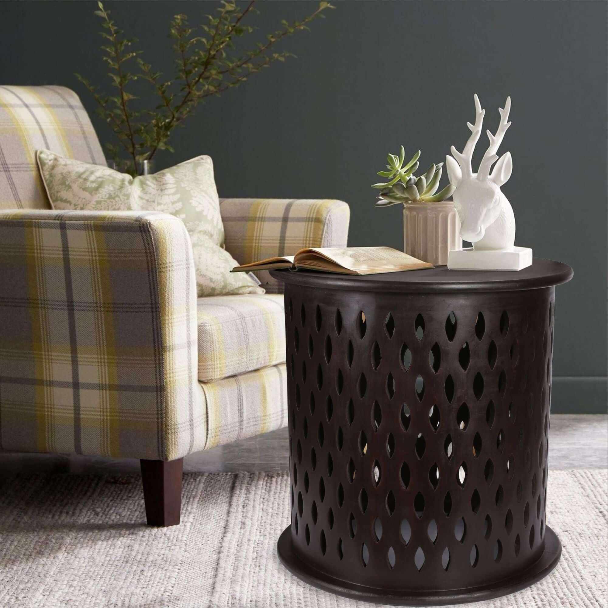 Pansy 50cm Wooden Round End Table - Brown