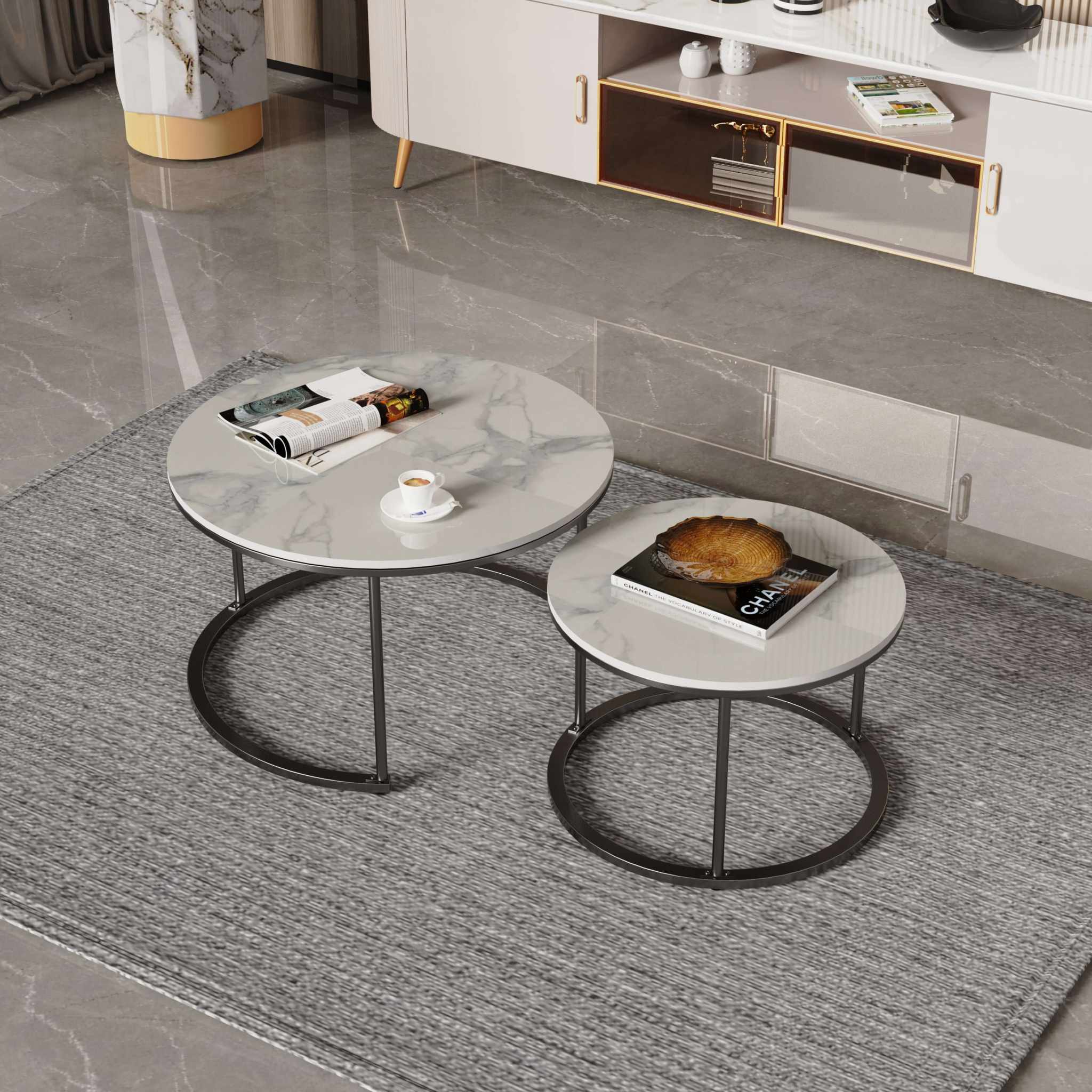 Interior Ave - Round Nested Coffee Table Set - White