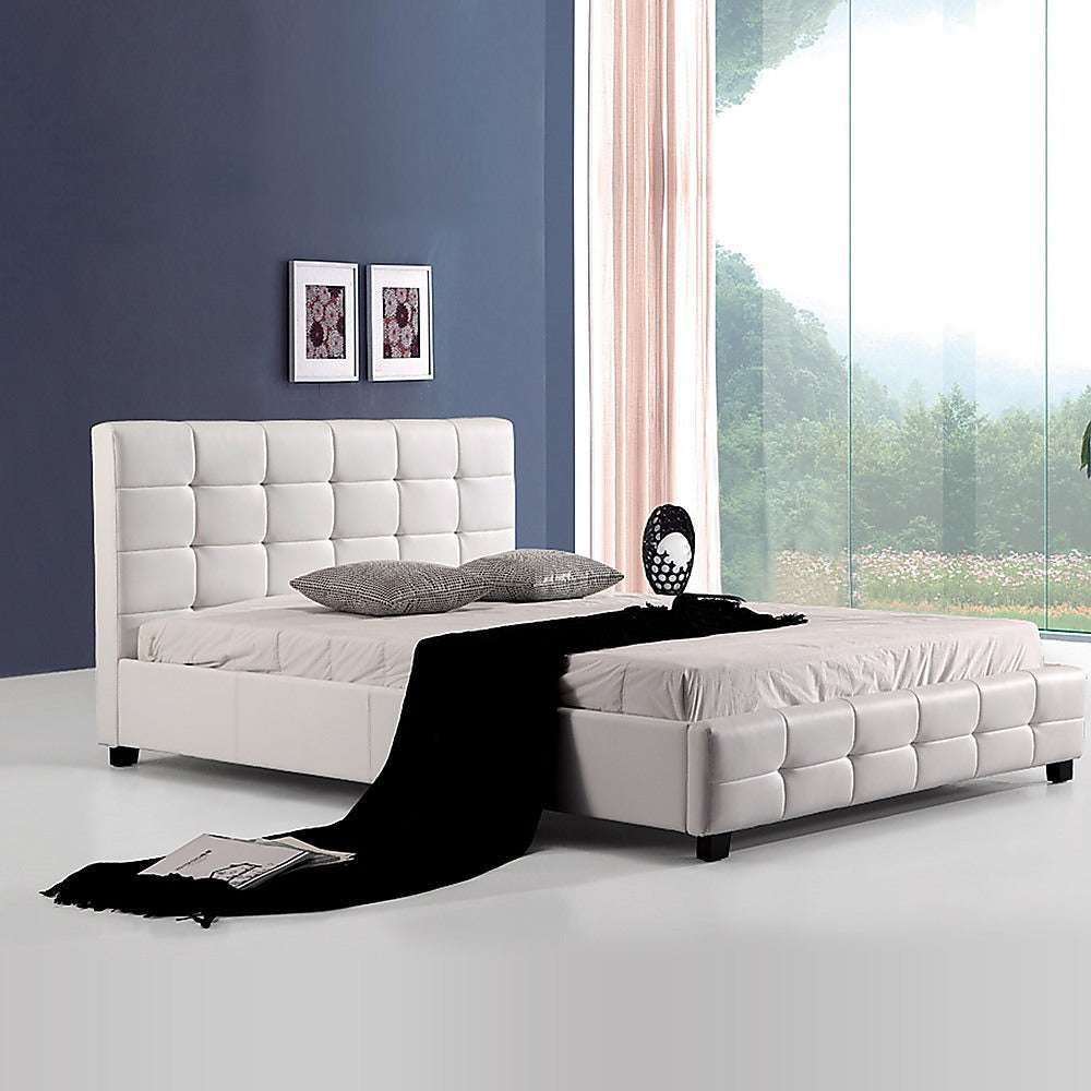Palermo Queen Leather Bed Frame - White