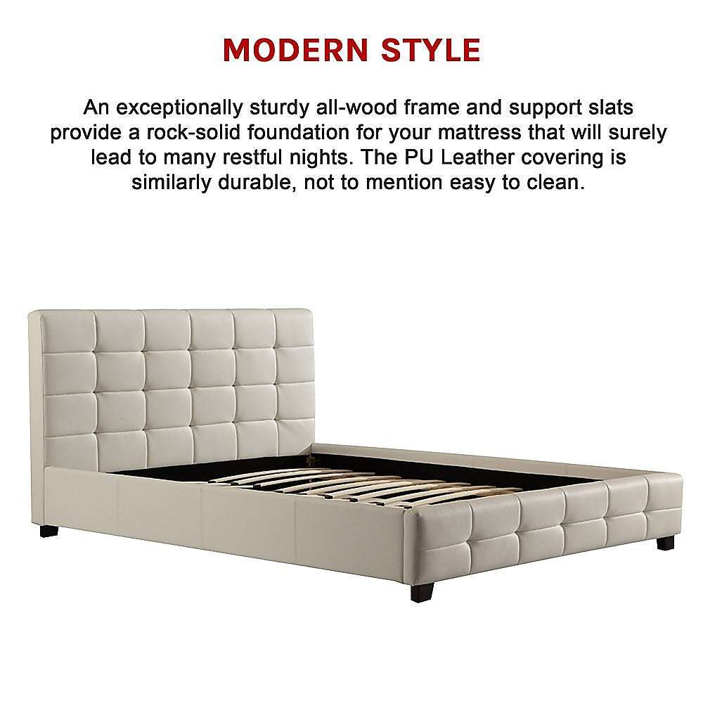 Palermo Queen Leather Bed Frame - White