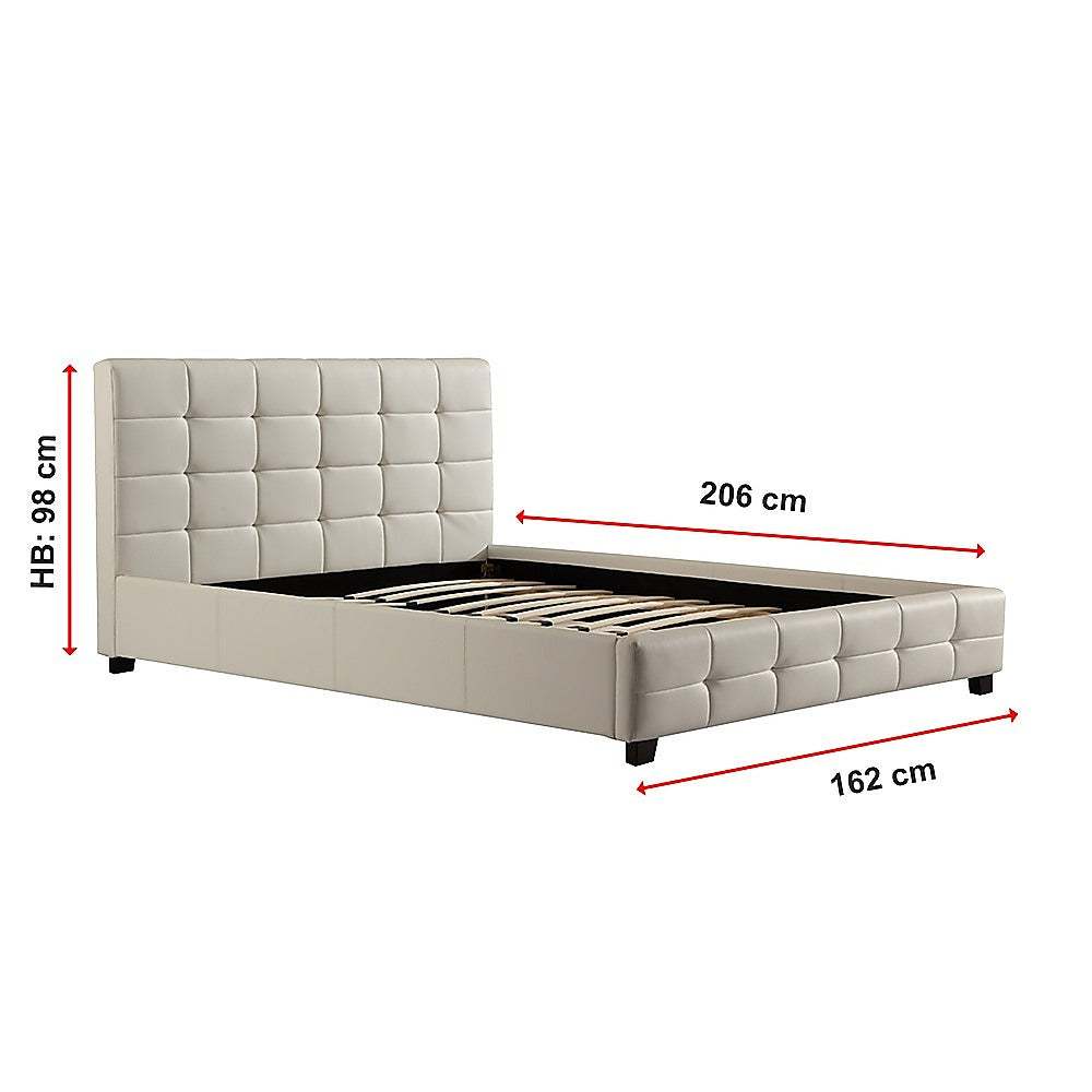 Palermo Queen Leather Bed Frame - White