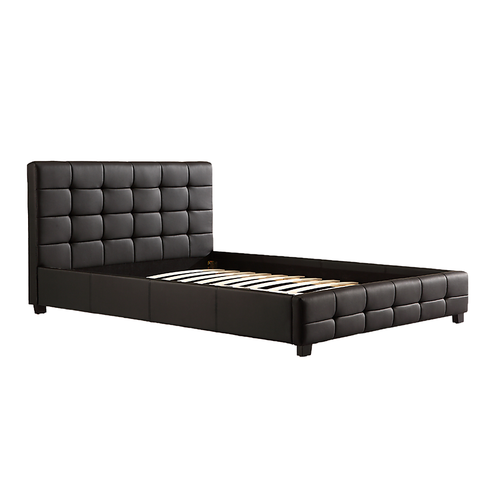 Deluxe Black Leather Bed Frame Queen