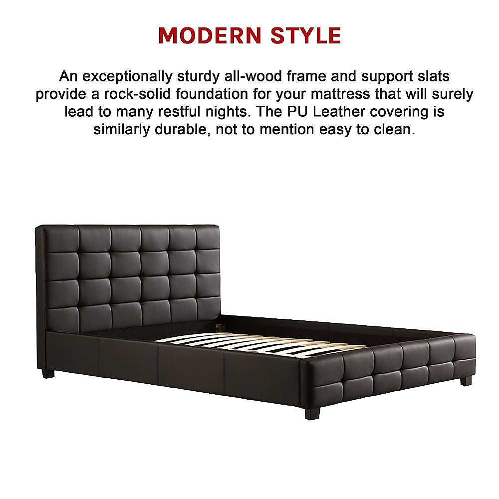 Deluxe Black Leather Bed Frame Queen