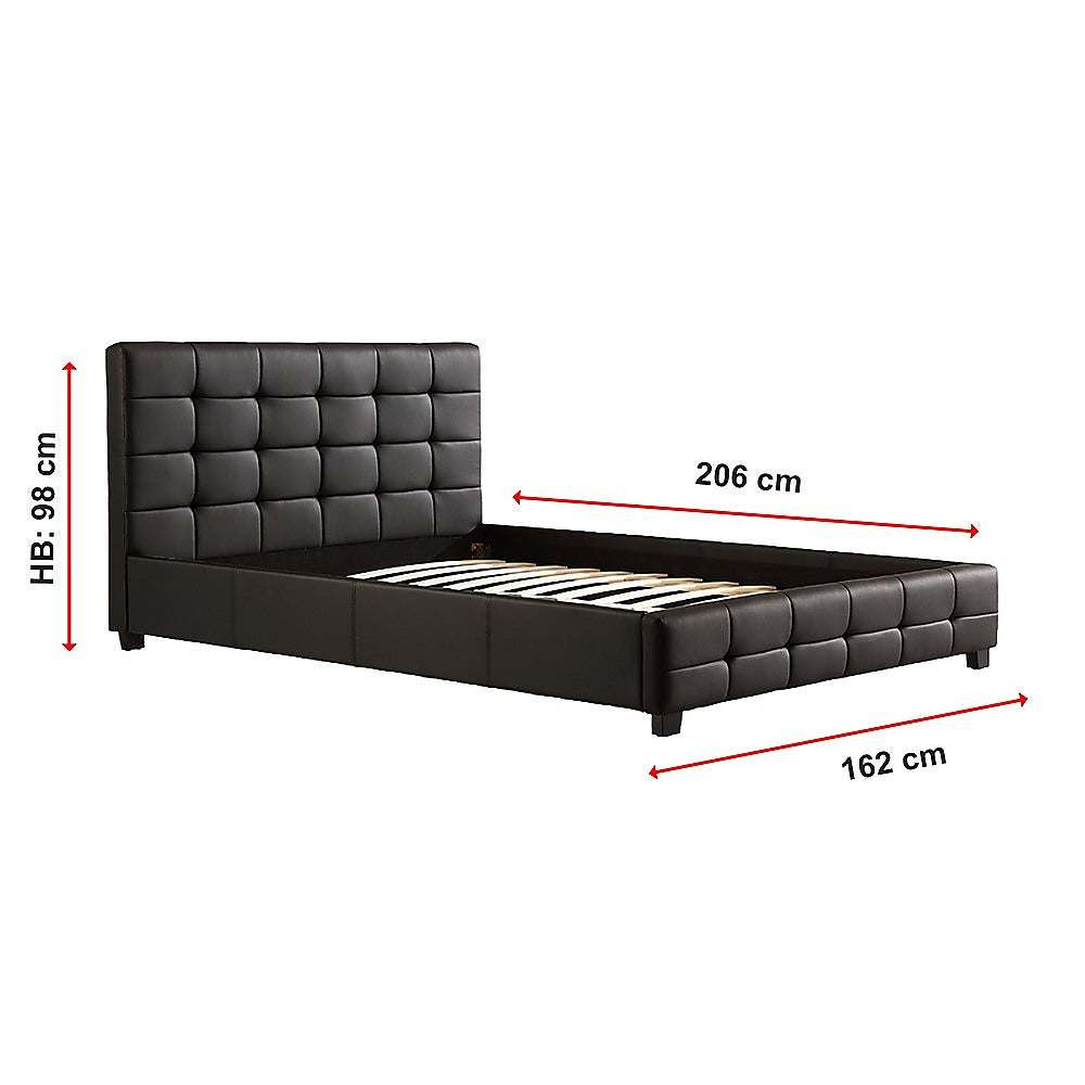 Deluxe Black Leather Bed Frame Queen
