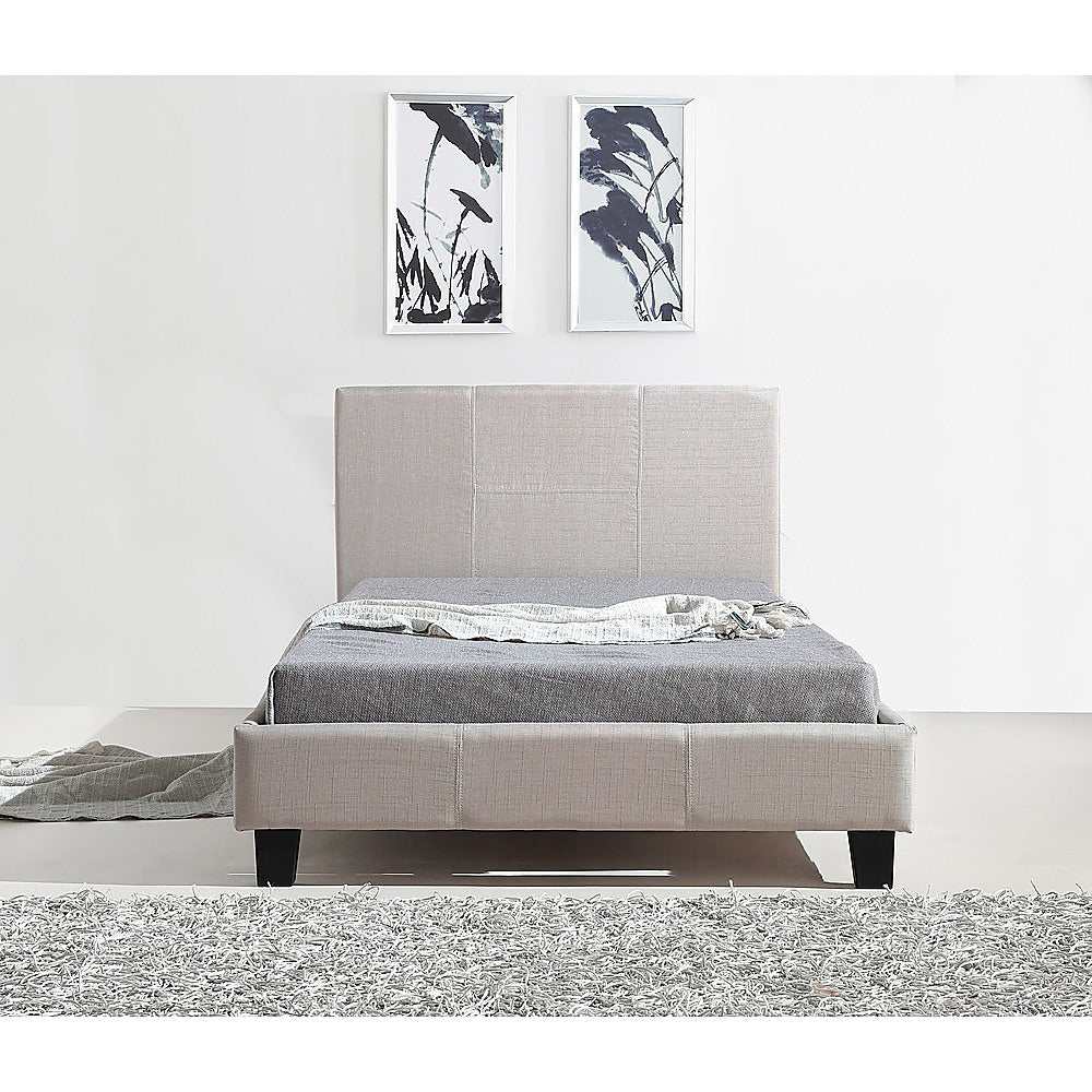 King Single Linen Fabric Bed Frame Beige