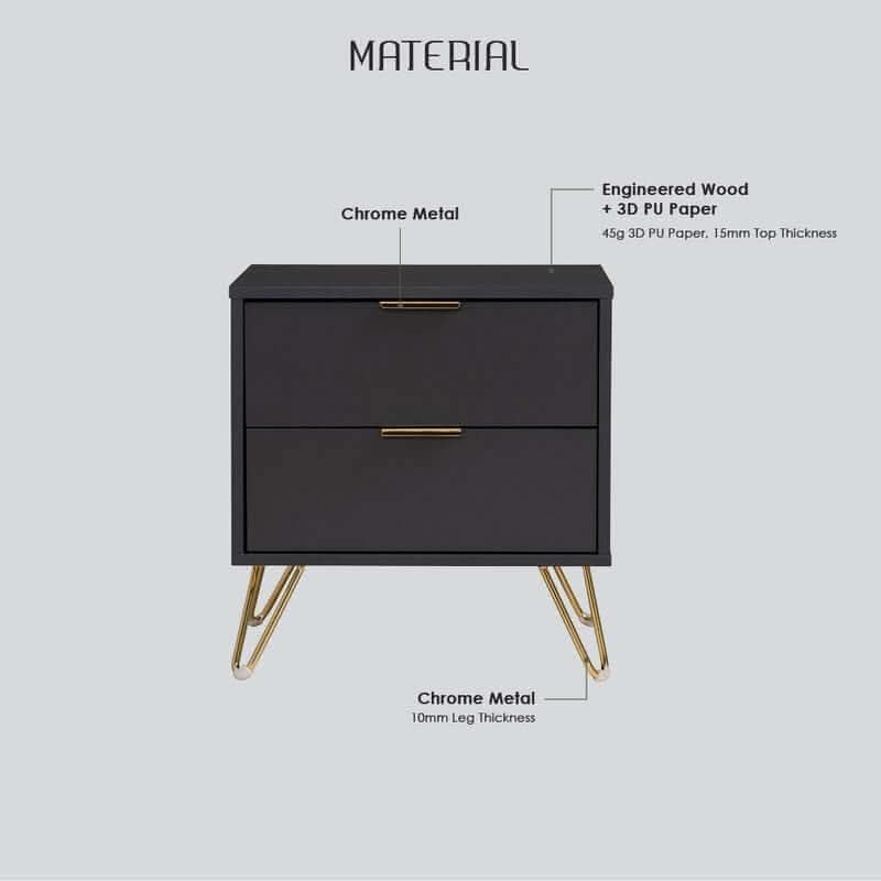 Volos Bedside Black Side Table