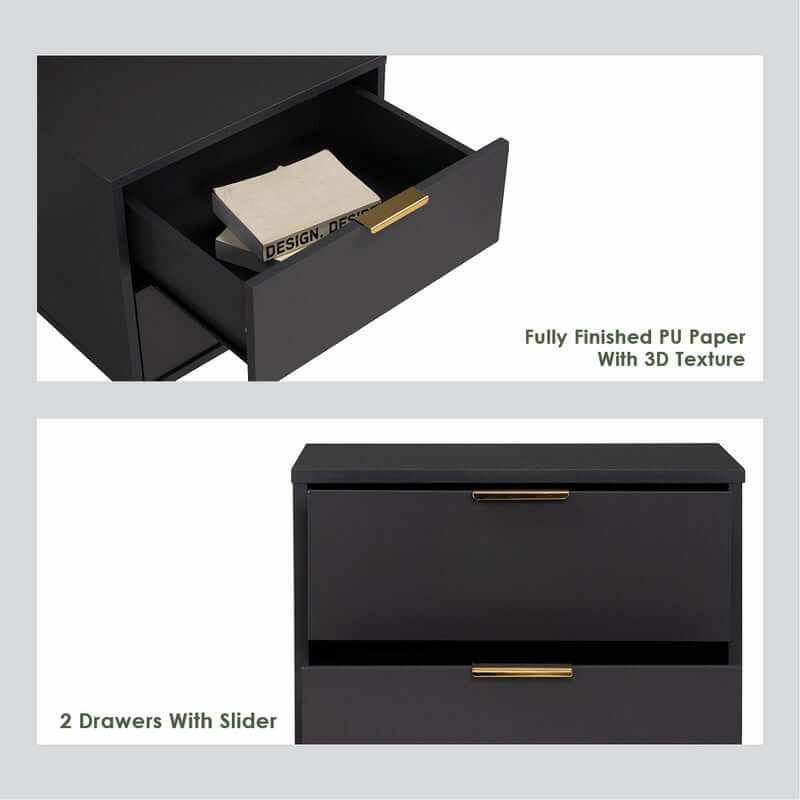 Volos Bedside Black Side Table