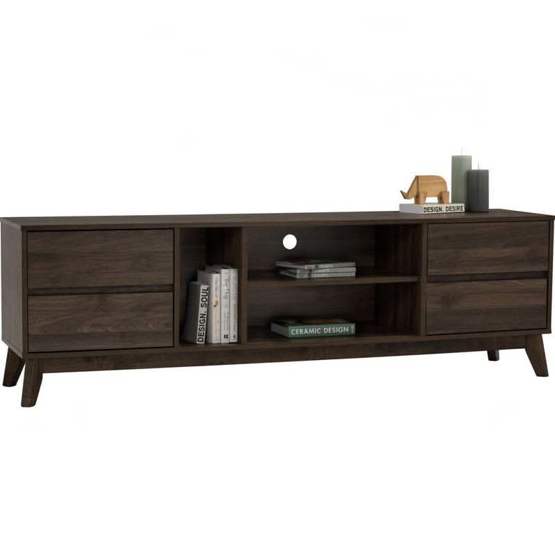 Hirado Walnut Entertainment TV Unit Cabinet - Cocoa