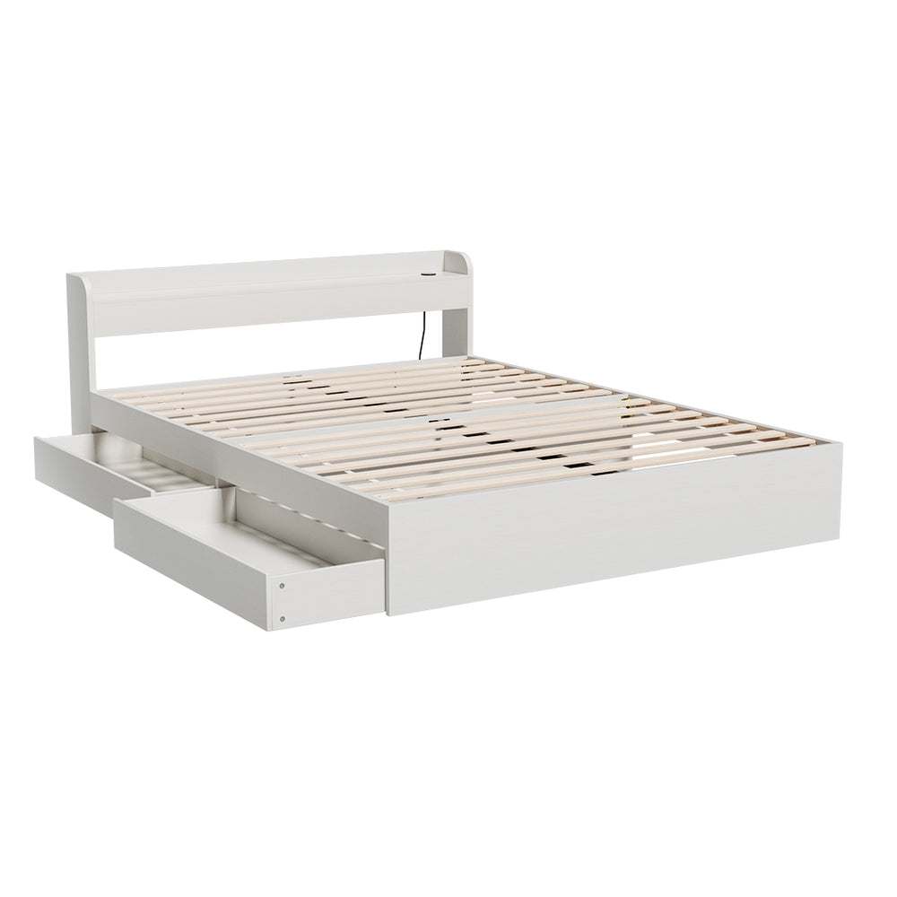Aura Storage Bed Queen Size with Charging Ports 2 Drawers