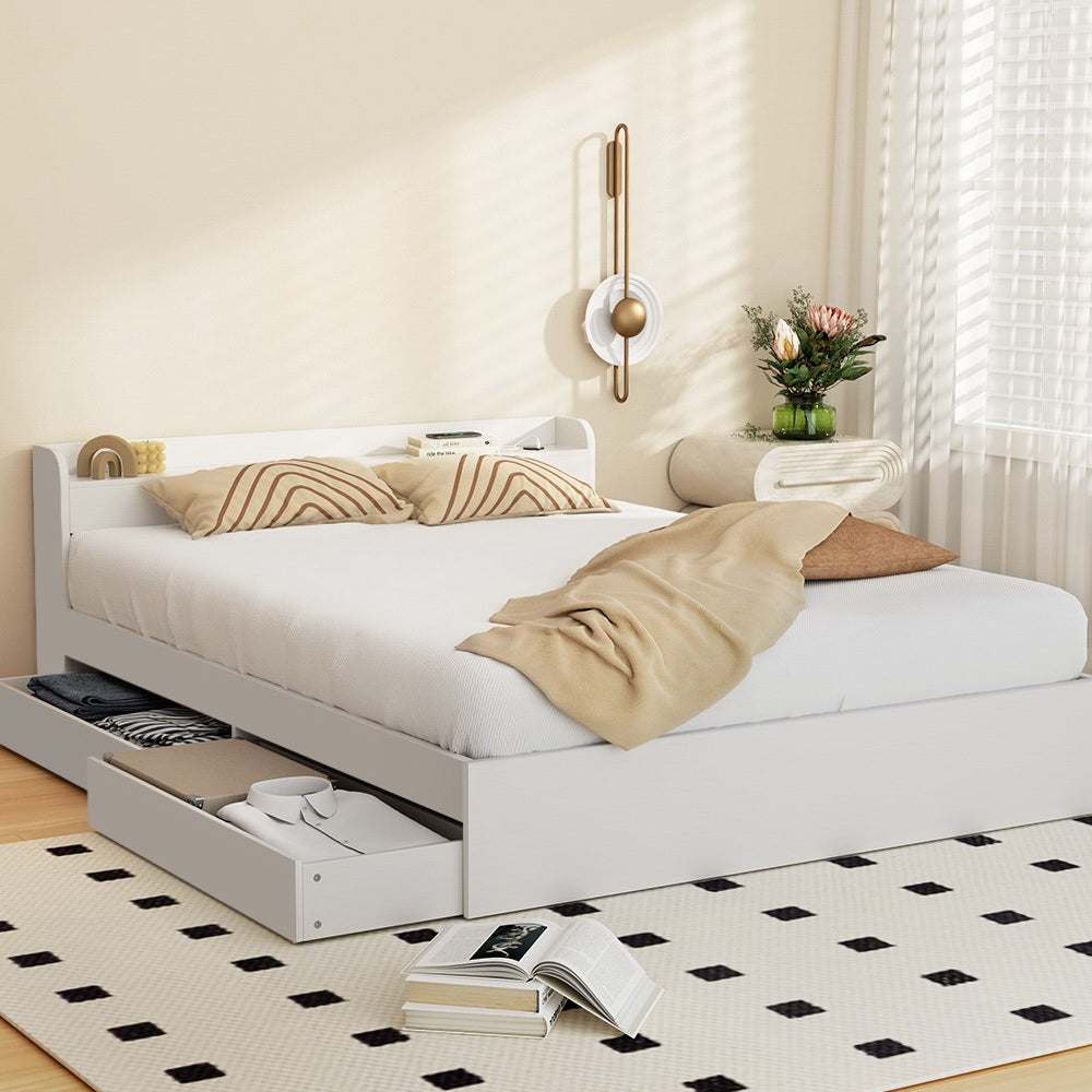 Aura Storage Bed Queen Size with Charging Ports 2 Drawers