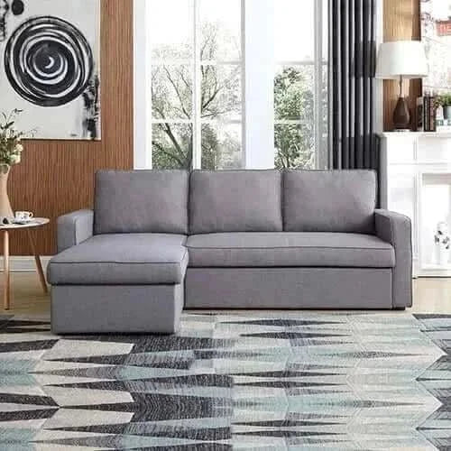 3 Seater Sofa Bed with pull Out Storage Corner Chaise Lounge Set in Gr