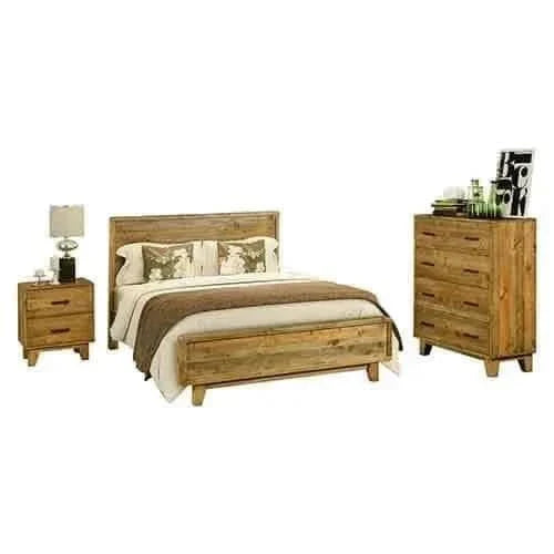 Woodstyle 4 Pieces Bedroom Set King Size in Solid Wood Antique Design