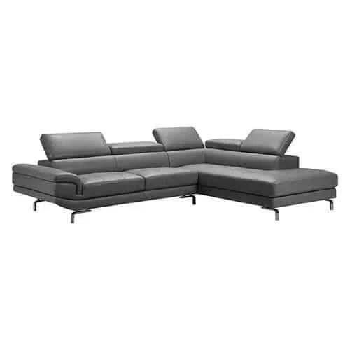 5 Seater Lounge Set Grey Colour Leatherette Corner Sofa with Chaise
