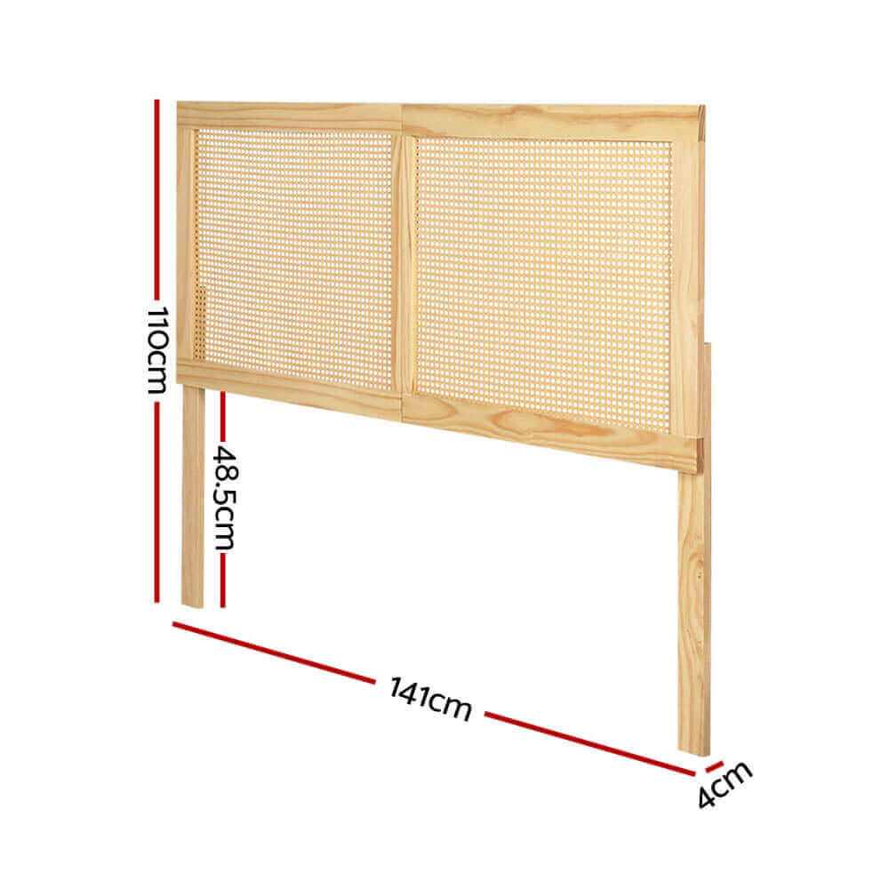 RIBO Rattan Double Bed Head - Pine