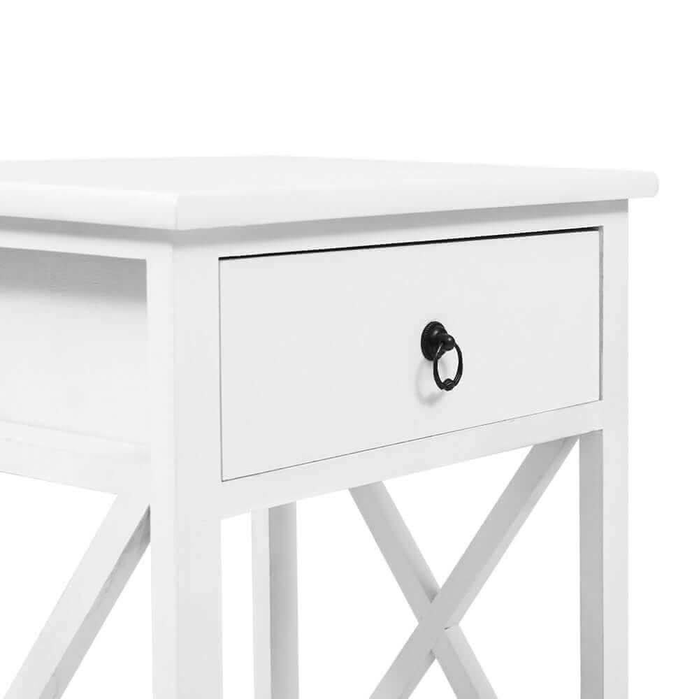 EMMA Set of 2 Bedside Table With Drawer and Shelf White