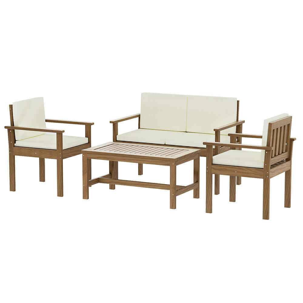 Gardeon 4-Piece Outdoor Set Wooden Sofa And Table