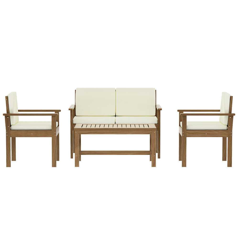 Gardeon 4-Piece Outdoor Set Wooden Sofa And Table