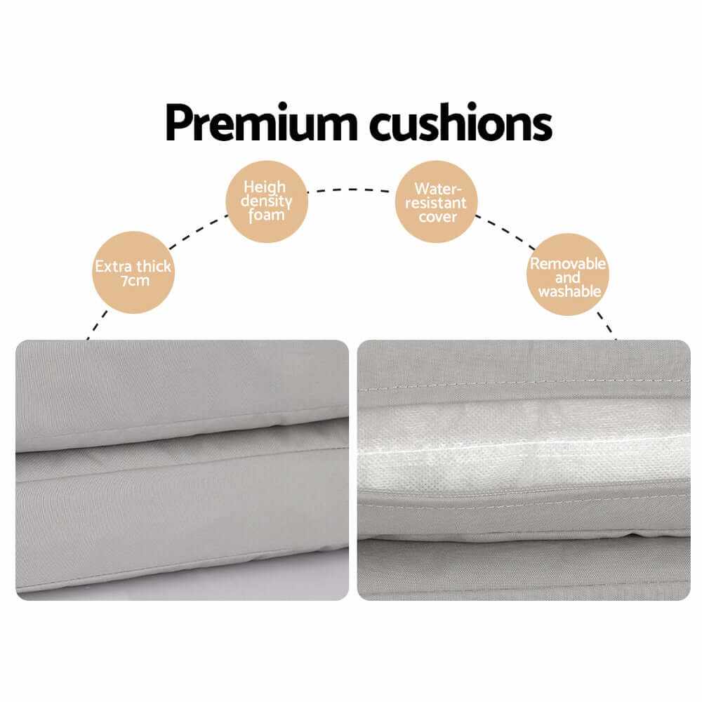 Gardeon 5 Piece Aluminium White Outdoor Table and Chairs Dining Set