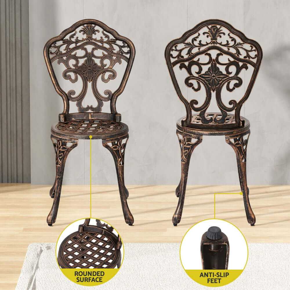 Gardeon Outdoor Dining Set 5 Piece Aluminum Table And Chairs - Brown