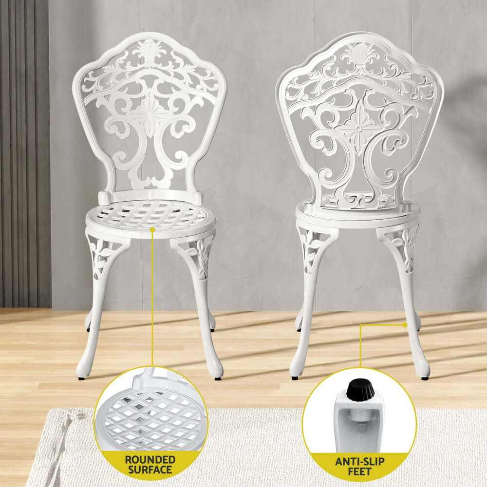 Gardeon Cast Aluminium Outdoor Dining Table And Chairs - White