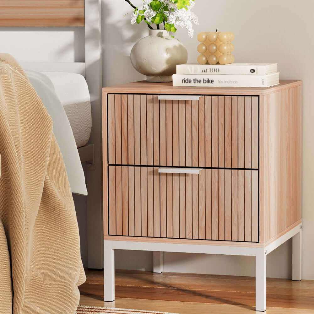 LURA Small Nightstand With Drawers