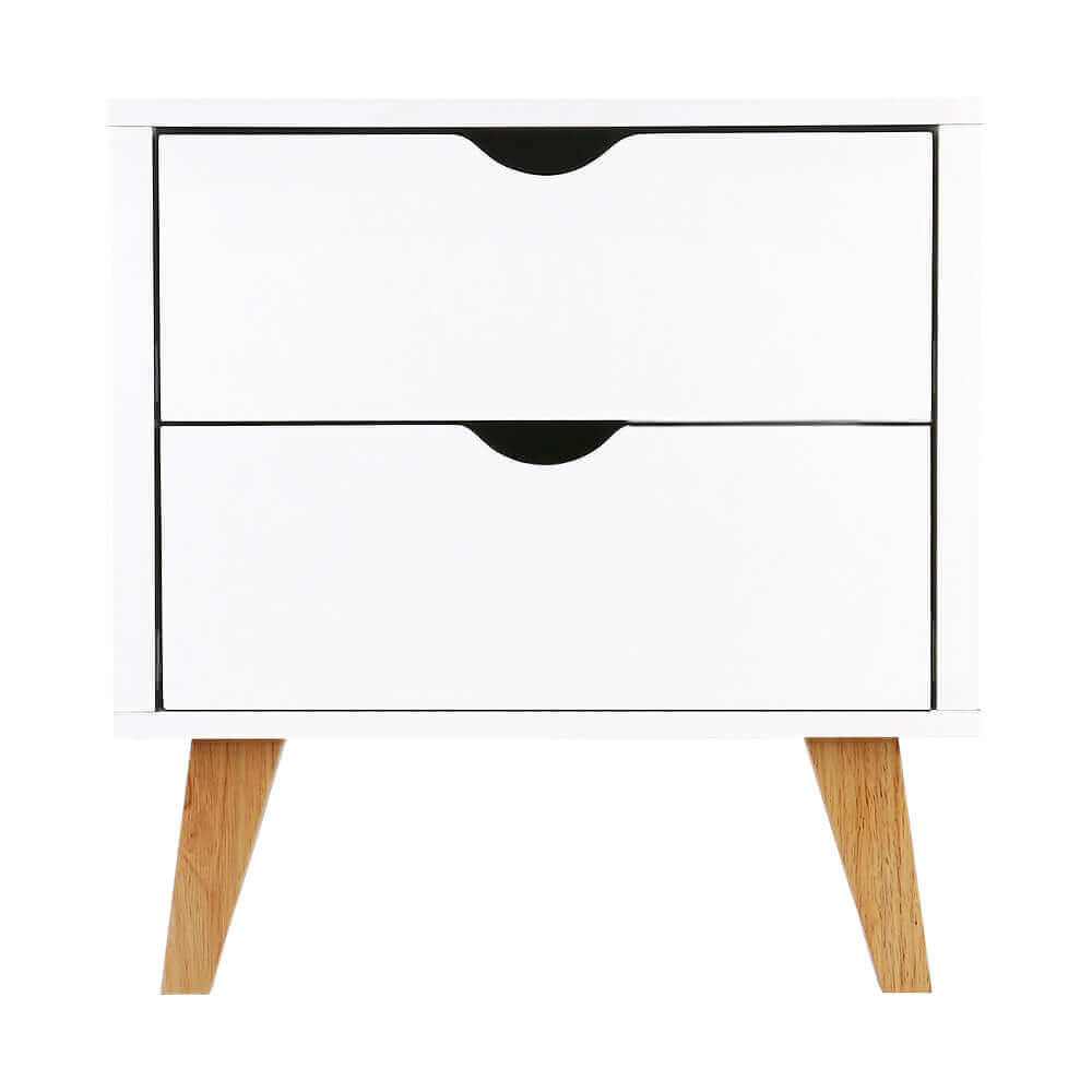 ANDERS Bedside Table 2 Drawers White