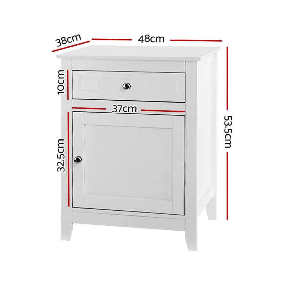 Gustav Bedside Tables Side Table Drawers Nightstand White